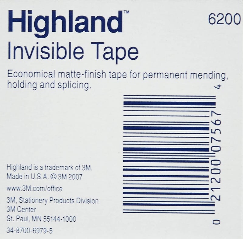 Highland 6200 Invisible Tape, 0.75 Inch x 36 Yards, Matte - Image 2